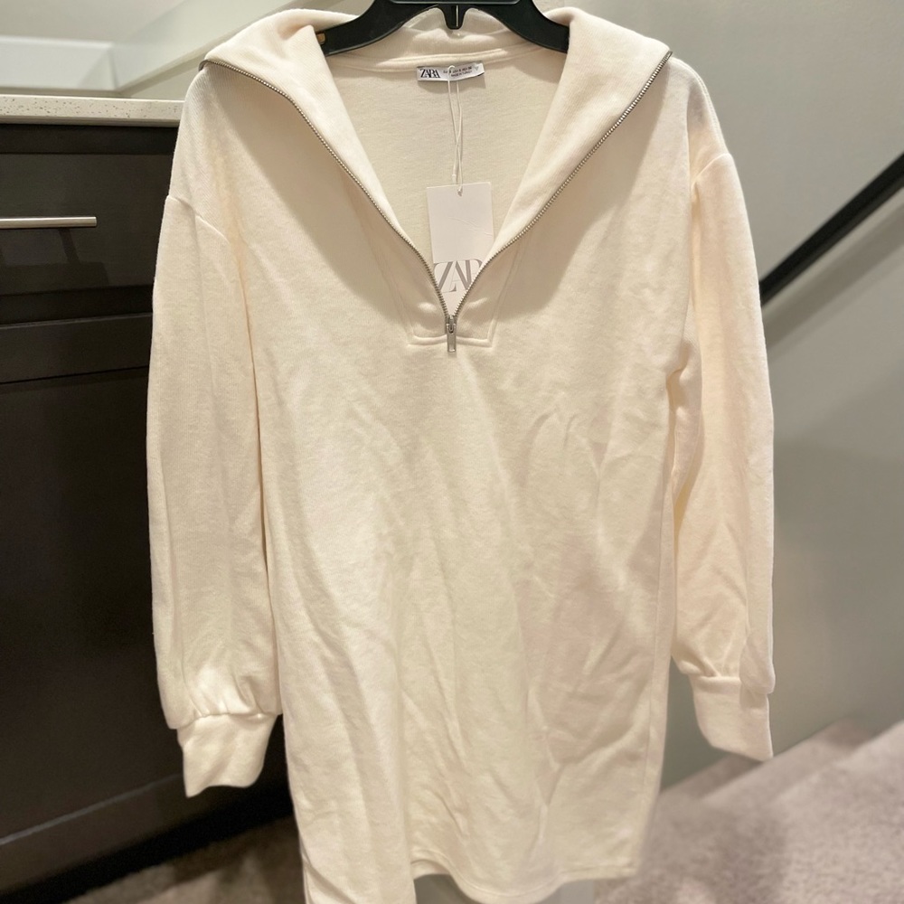 ZARA Wool Quarter Zip Tunic